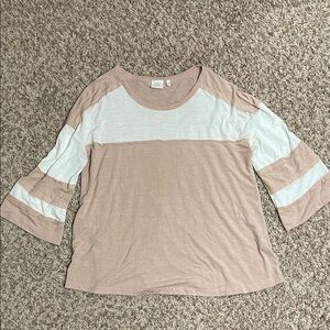 Women's Beige and White Striped Top